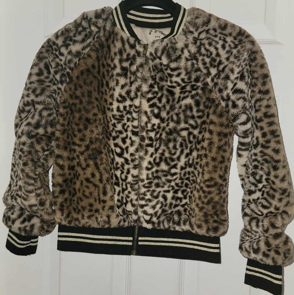 art class Faux Fur Leopard Jacket M Like New!